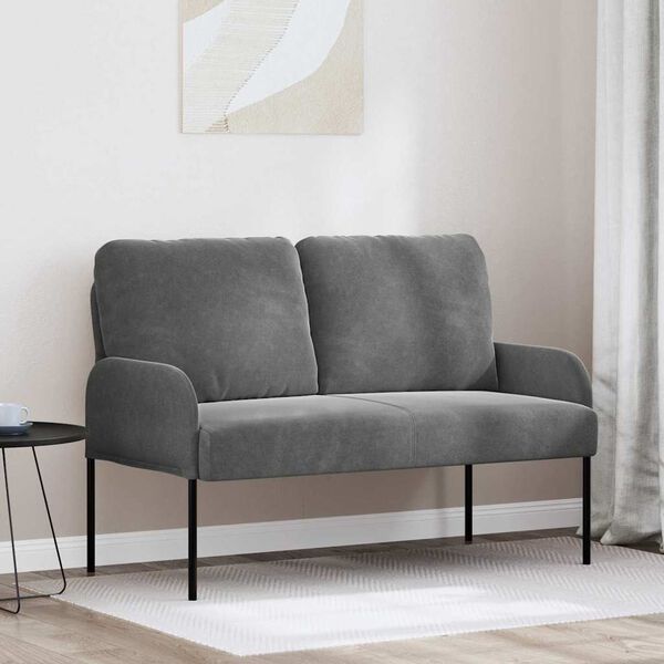 vidaXL Canap&eacute;s avec coussin 110cm Gris fonc&eacute; Contreplaqu&eacute;