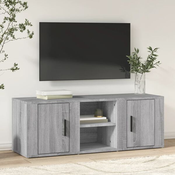 vidaXL Meuble TV Sonoma gris 100x31,5x35 cm Bois d'ing&eacute;nierie