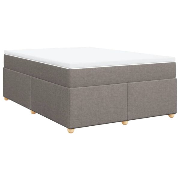 vidaXL Sommier &agrave; lattes de lit avec matelas Taupe 140x190 cm Tissu