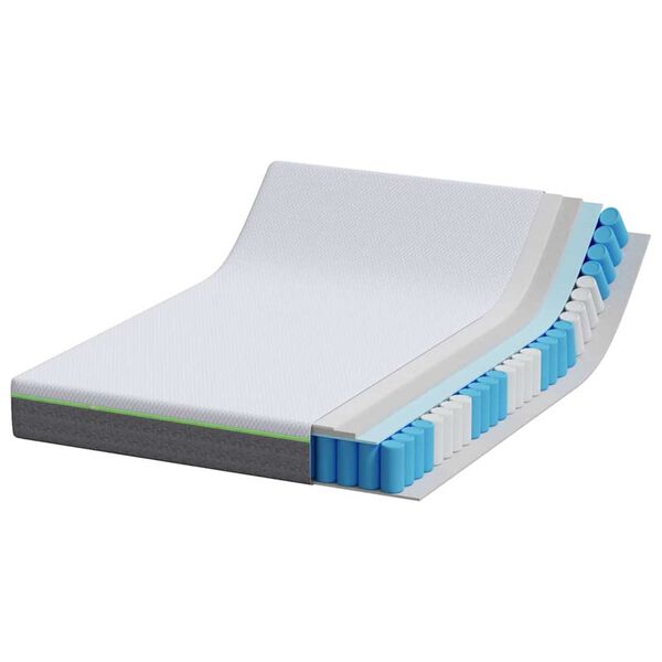 vidaXL Matelas Blanc et Gris 140 x 200 cm Ressort ensach&eacute;