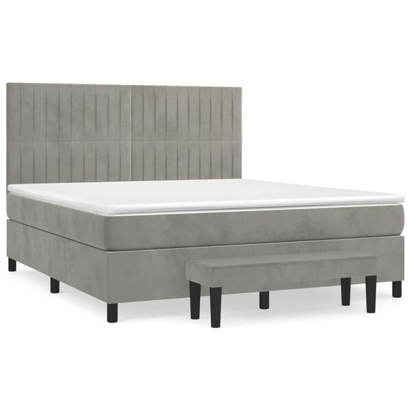 vidaXL Sommier &agrave; lattes de lit et matelas Gris clair 180x200cm Velours