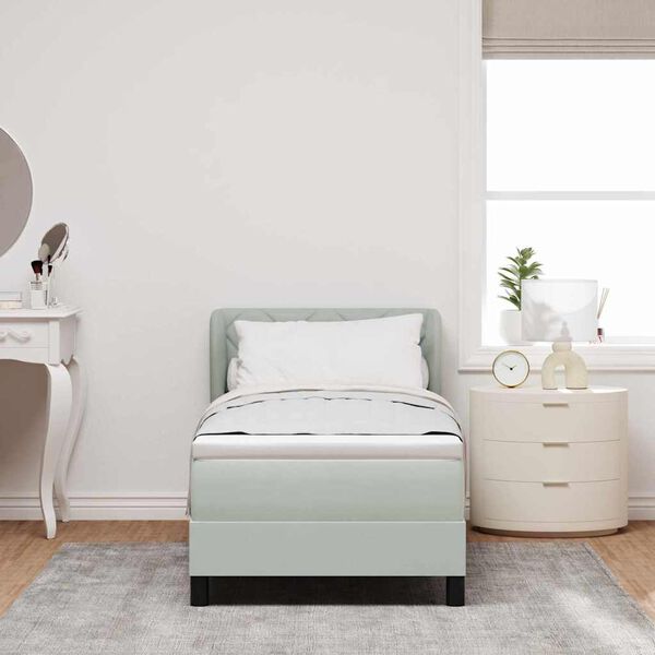 vidaXL Lit &agrave; ressorts avec matelas Gris clair 80 x 200 cm Velours