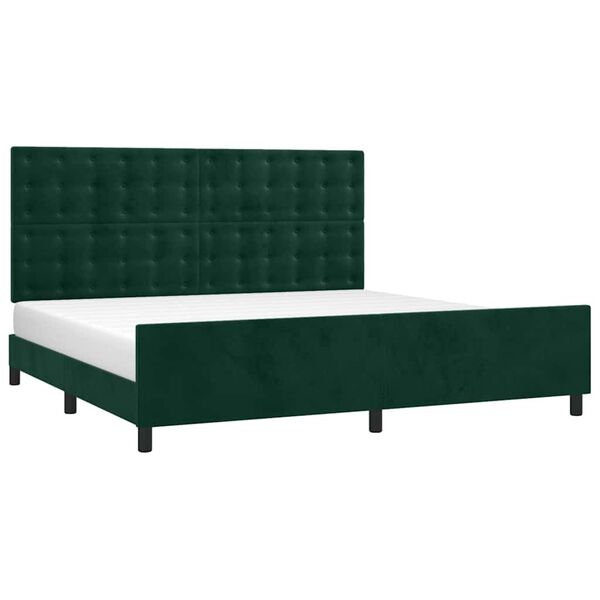 vidaXL Cadre de lit sans matelas vert fonc&eacute; 200x200 cm velours
