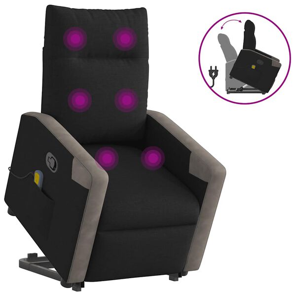 vidaXL Fauteuil de massage inclinable Noir Tissu