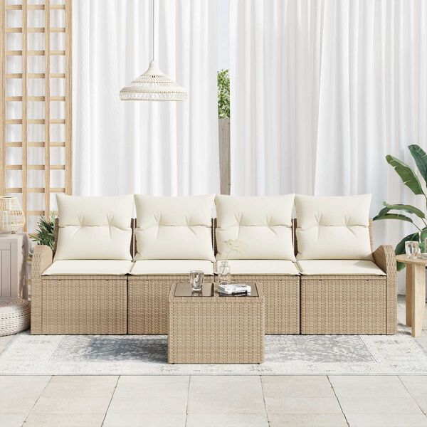 vidaXL Ensemble de canap&eacute; de jardin Beige 55 x 55 x 37 cm polyrotin