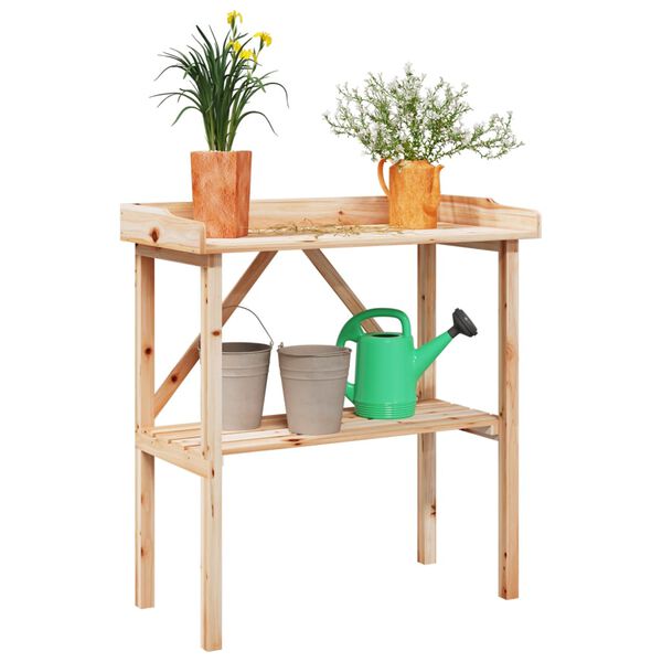 vidaXL Table &agrave; plantes avec &eacute;tag&egrave;re 78x38x82,5 cm bois de sapin solide
