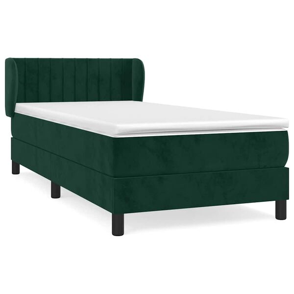 vidaXL Sommier &agrave; lattes de lit avec matelas Vert fonc&eacute; 90x200 cm