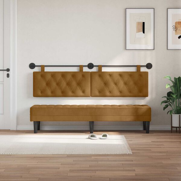 vidaXL T&ecirc;te de lit suspendue Marron 190 x 55 x 7 cm Velours