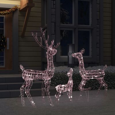 vidaXL Famille de rennes de décoration Acrylique 300 LED blanc chaud