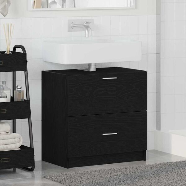 vidaXL Cabinet de salle de bain avec tiroir Ch&ecirc;ne noir 59 x 37 x 59 cm