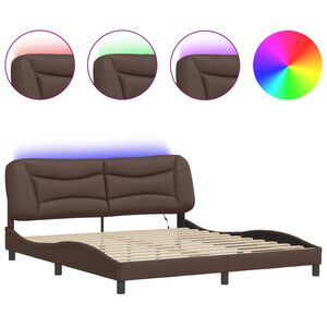 vidaXL Cadre de lit avec LED sans matelas Hvar marron 180x200 cm