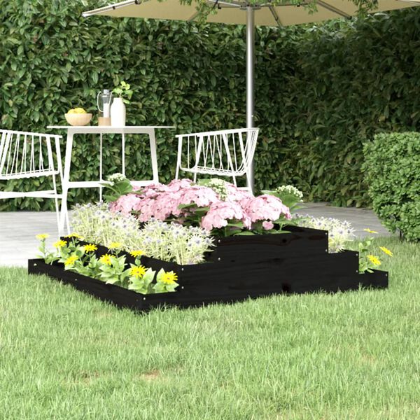 vidaXL Jardini&egrave;re Noir 110x110x27 cm Bois massif de pin