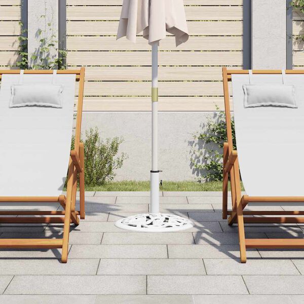 vidaXL Socle de parasol Blanc 12 kg 48 cm Fonte