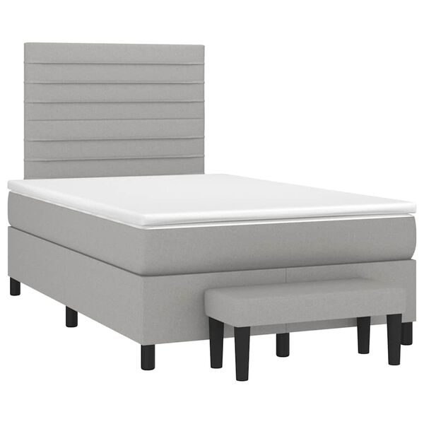 vidaXL Sommier &agrave; lattes de lit et matelas gris clair 120x190 cm tissu