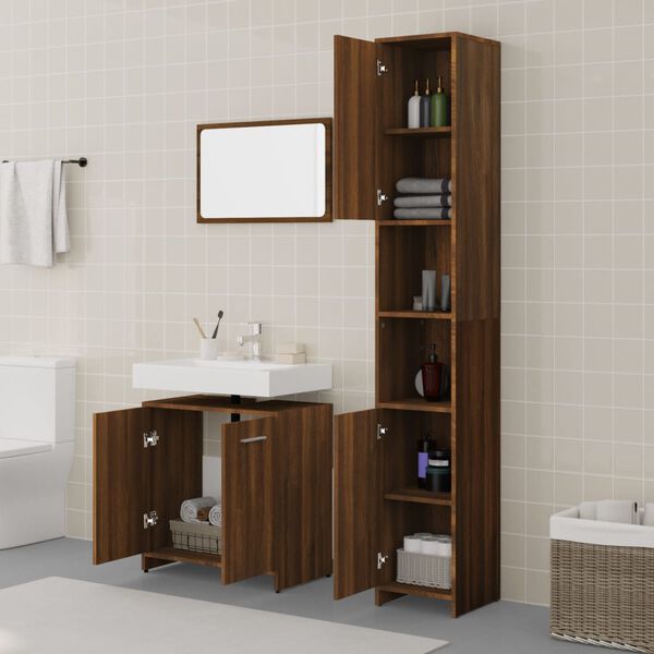 vidaXL Ensemble de meubles de salle de bain 3 pcs Chêne marron