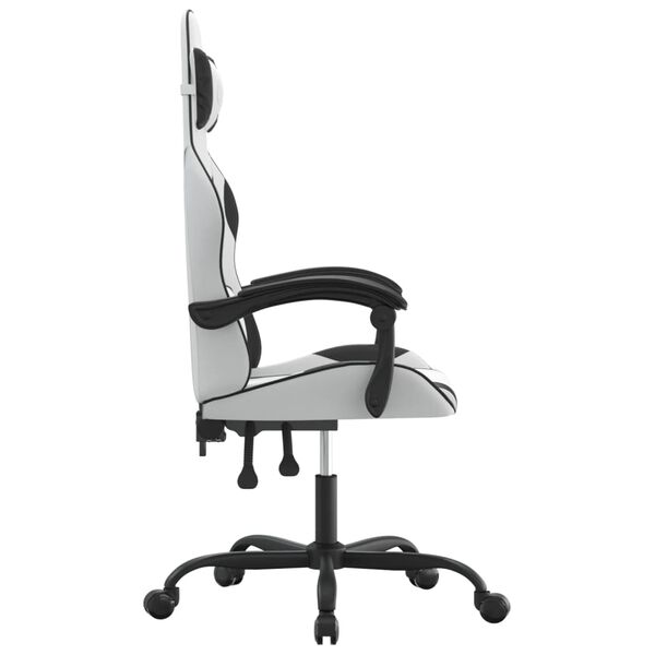 vidaXL Chaise de jeu pivotante Blanc et noir Similicuir