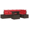 vidaXL Ensemble de canap&eacute; de jardin 6 pc Marron polyrotin