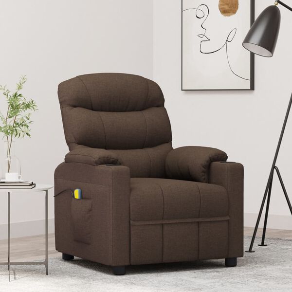 vidaXL Fauteuil de massage Marron fonc&eacute; Tissu