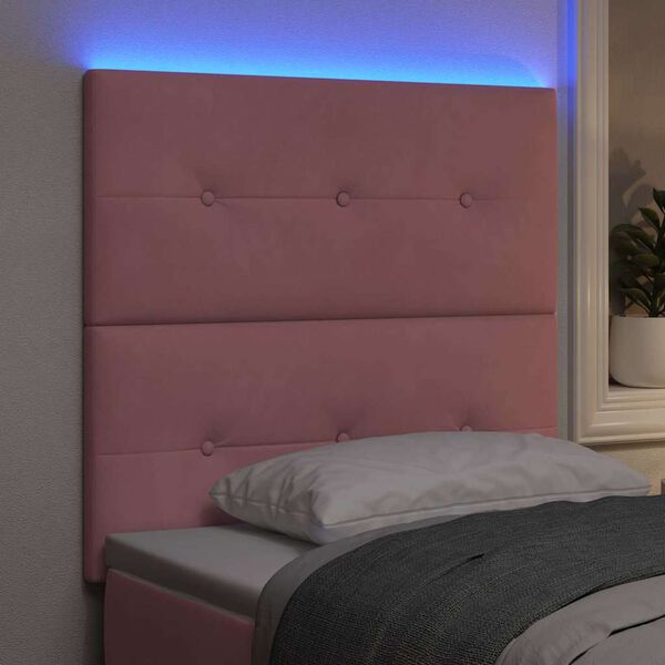 vidaXL T&ecirc;te de lit avec des lumi&egrave;res &agrave; LED Rose 100 cm Velours