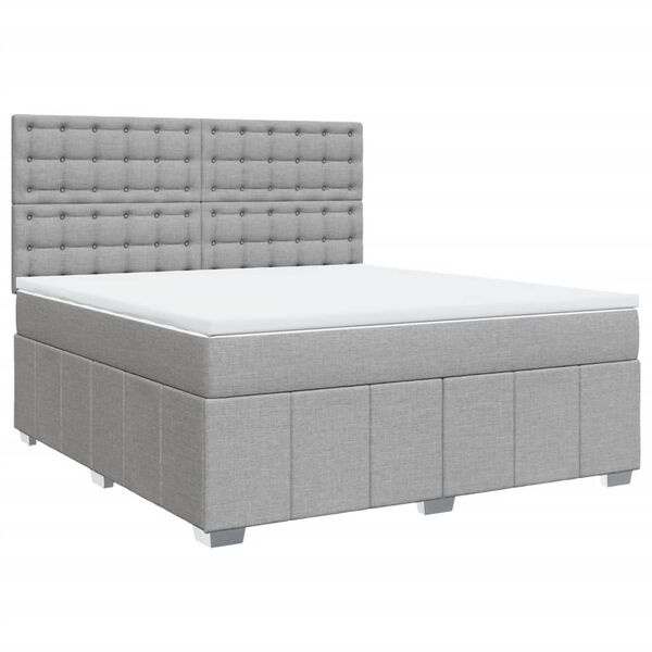 vidaXL Sommier &agrave; lattes de lit avec matelas Gris clair 180x200cm Tissu