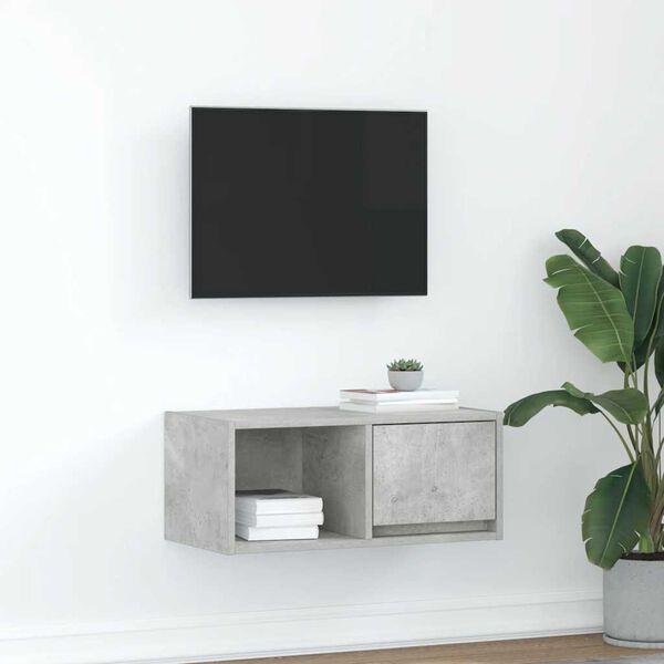 vidaXL Meuble TV gris béton 60x31x25,5 cm bois d'ingénierie