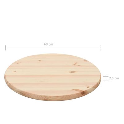 vidaXL Dessus de table Pin naturel 6 pcs Rond 25 mm 60 cm