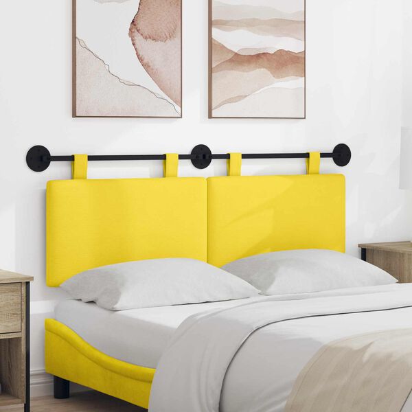 vidaXL T&ecirc;te de lit suspendue Montage mural Jaune clair 150 x 55 x 5 cm