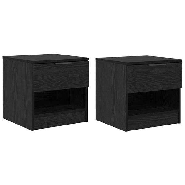 vidaXL Armoire de lit avec tiroir 2 pcs Ch&ecirc;ne noir 40 x 39 x 40cm
