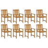 vidaXL Chaises de jardin avec coussins lot de 8 Bois d'acacia solide
