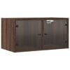 vidaXL Armoires murales portes vitr&eacute;es 2 pcs ch&ecirc;ne marron 68,5x37x35cm