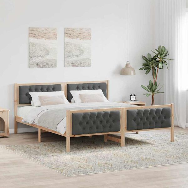 vidaXL Cadre de lit Gris foncé 180 x 200 cm Pin massif