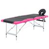 vidaXL Table de massage pliable 4 zones Aluminium Noir et rose