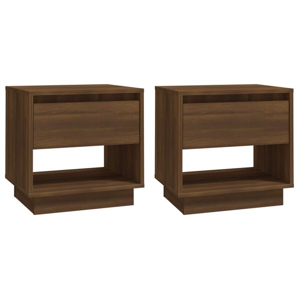 vidaXL Tables de chevet 2pcs Ch&ecirc;ne marron 45x34x44cm bois d'ing&eacute;nierie