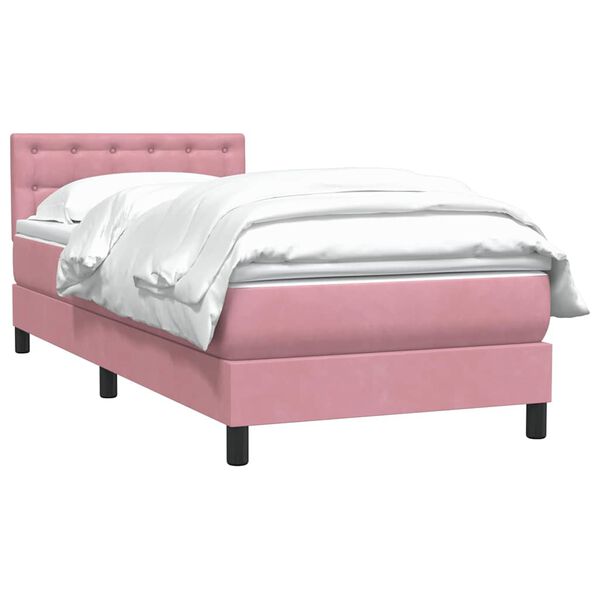 vidaXL Sommier &agrave; lattes de lit avec matelas rose 100x210 cm velours