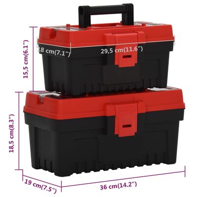 vidaXL Ensemble de boîtes à outils 2 pcs Noir et rouge Polypropylène