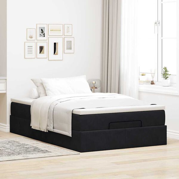 vidaXL Lit ottoman avec matelas noir 120x190 cm velours