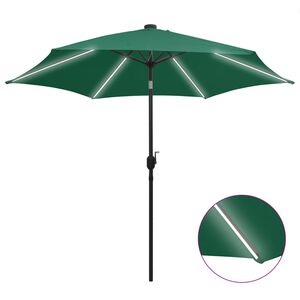 vidaXL Parasol de jardin avec lumi&egrave;res LED et m&acirc;t en aluminium vert