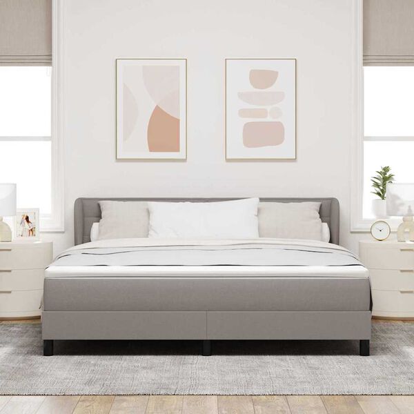 vidaXL Lit &agrave; ressorts avec matelas Taupe 180 x 200 cm tissu
