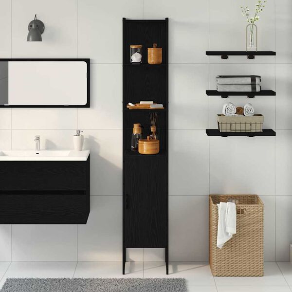 vidaXL Armoire de salle de bain Ch&ecirc;ne noir 33 x 33 x 185,5 cm