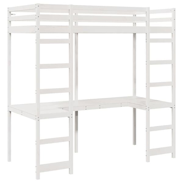 vidaXL Cadre de lit mezzanine Blanc 75 x 190 cm Pin massif