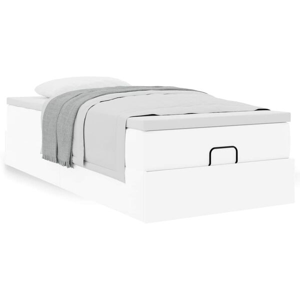 VidaXL Cadre de lit ottoman avec matelas blanc 90x190 cm similicuir