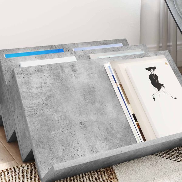 vidaXL &Eacute;tag&egrave;re &agrave; magazines avec &eacute;tag&egrave;re Gris B&eacute;ton 65 x 53 x 28,5 cm