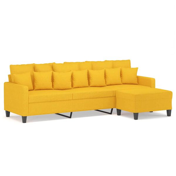 vidaXL Canap&eacute; &agrave; 3 places avec repose-pieds Jaune clair 210 cm Tissu