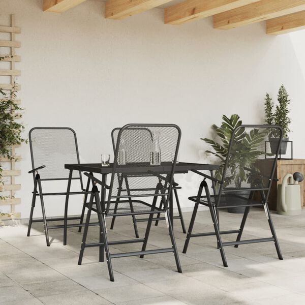 vidaXL Ensemble &agrave; manger de jardin 5 pcs anthracite m&eacute;tal maille