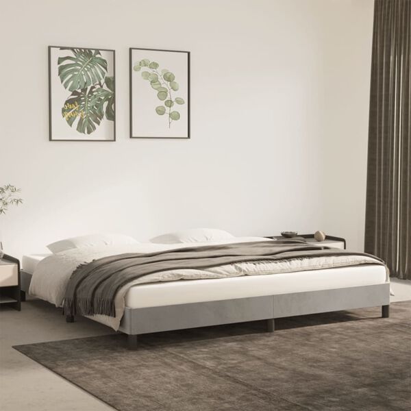 vidaXL Cadre de lit sans matelas gris clair 200x200 cm velours