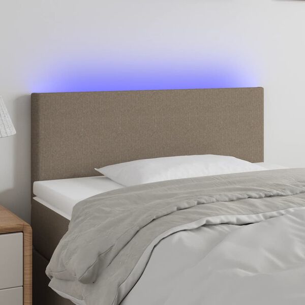 vidaXL T&ecirc;te de lit &agrave; LED Taupe 90x5x78/88 cm Tissu
