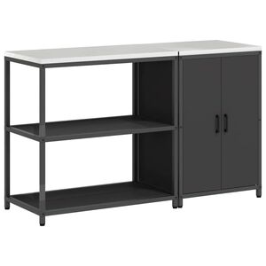 vidaXL Ensemble de rangement cuisine 2 pcs Noir Acier lamin&eacute; &agrave; froid