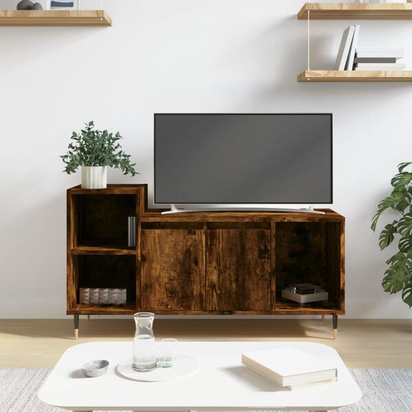 vidaXL Meuble TV Ch&ecirc;ne fum&eacute; 100x35x55 cm Bois d'ing&eacute;nierie