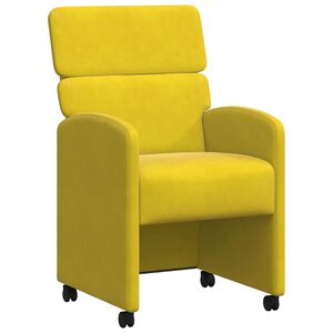 vidaXL Chaises de Salle &agrave; Manger avec Roues 2 pc Velours Jaune