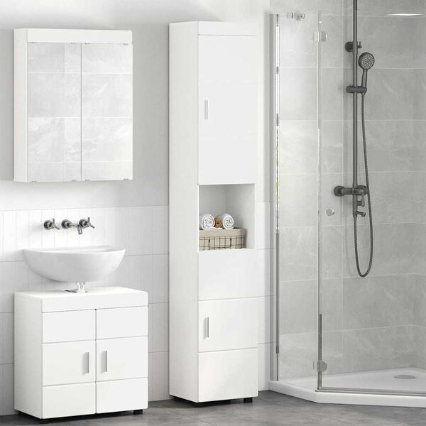 vidaXL Ensemble d'armoire de salle de bain avec stockage TULUM Blanc